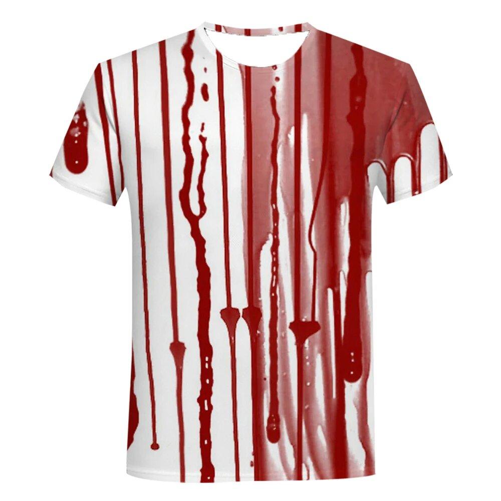 Magliette Stampa 3D Sangue Horror di Halloween Uomo Donna Manica Corta T-Shirt Hip Hop Oversize Harajuku Y2k Magliette Top Abbigliamento Unisex