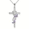 Silvery Color Plated Necklace Jewelry Women Wedding  Cross CZ Crystal Zircon Stone Pendant Christmas Gift
