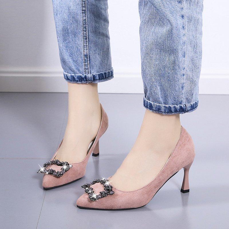 Fashion 2024 New Style Women's High Heels Elegant Sexy Niche Versatile Fine Track Solo Shoe Summer Rubber Upper Work Shoe
