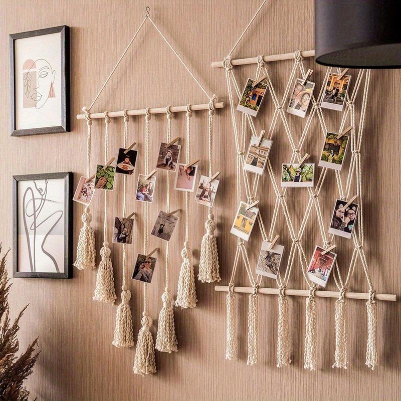 Wall Hanging Tapestry Home Wall Decoration DIY Photo Frame Postcards Storage Wall Handmade Bohemian Ethnic Chic Tassel Tapestry