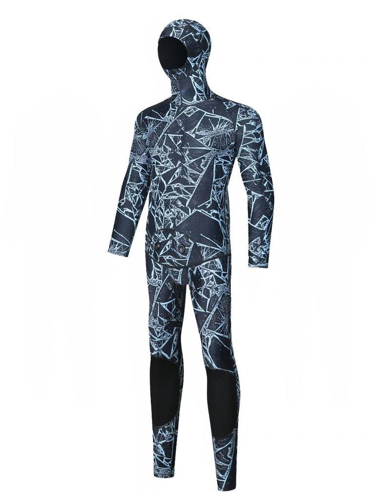 3mm Herrkamouflage Våtdräkt med huva för Jakt, Fridykning, Surfing och Räddning