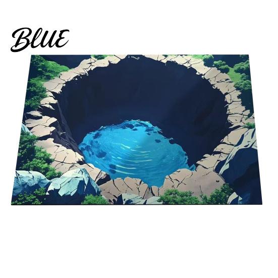 Living Room Area Bottomless Pit Mat 3D Illusion Floor Rug Optical Hole Realistic Fun Entrance