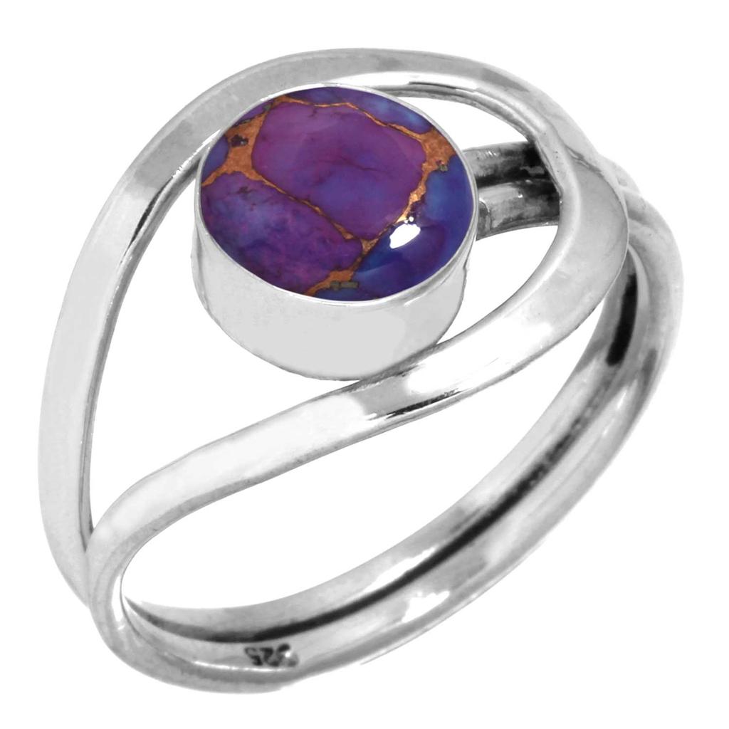 925 Sterling Silver Ring Women Gemstone Handmade Jewelry Easter Gift Blue Green Purple Copper Turquoise Freshwater Pearl Lapis Mother Of Pearl Fashion
