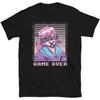 Vaporwave Game Over Ästhetik Anime Indie Girl T-Shirt, Schwarz, Klein