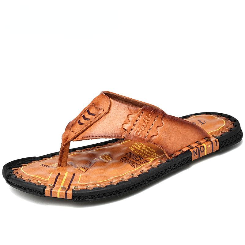

Ручная работа Тапочки Высокое качество Натуральная кожа Мужские шлепанцы Оригинальный дизайн Для дома и улицы Мягкие Пляжные Повседневные туфли 44 коричневый