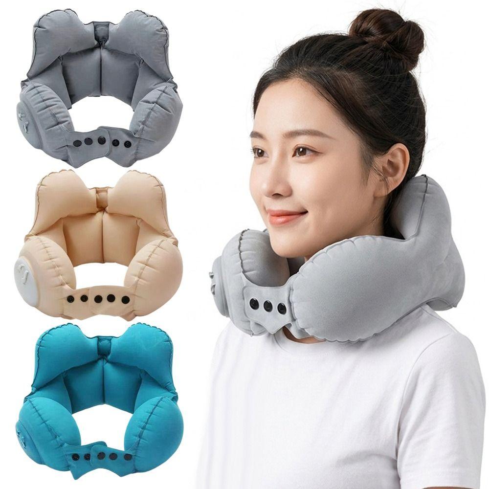 Ergonomic Inflatable Neck Pillow Foldable U Shaped Pillow Portable Headrest Camping
