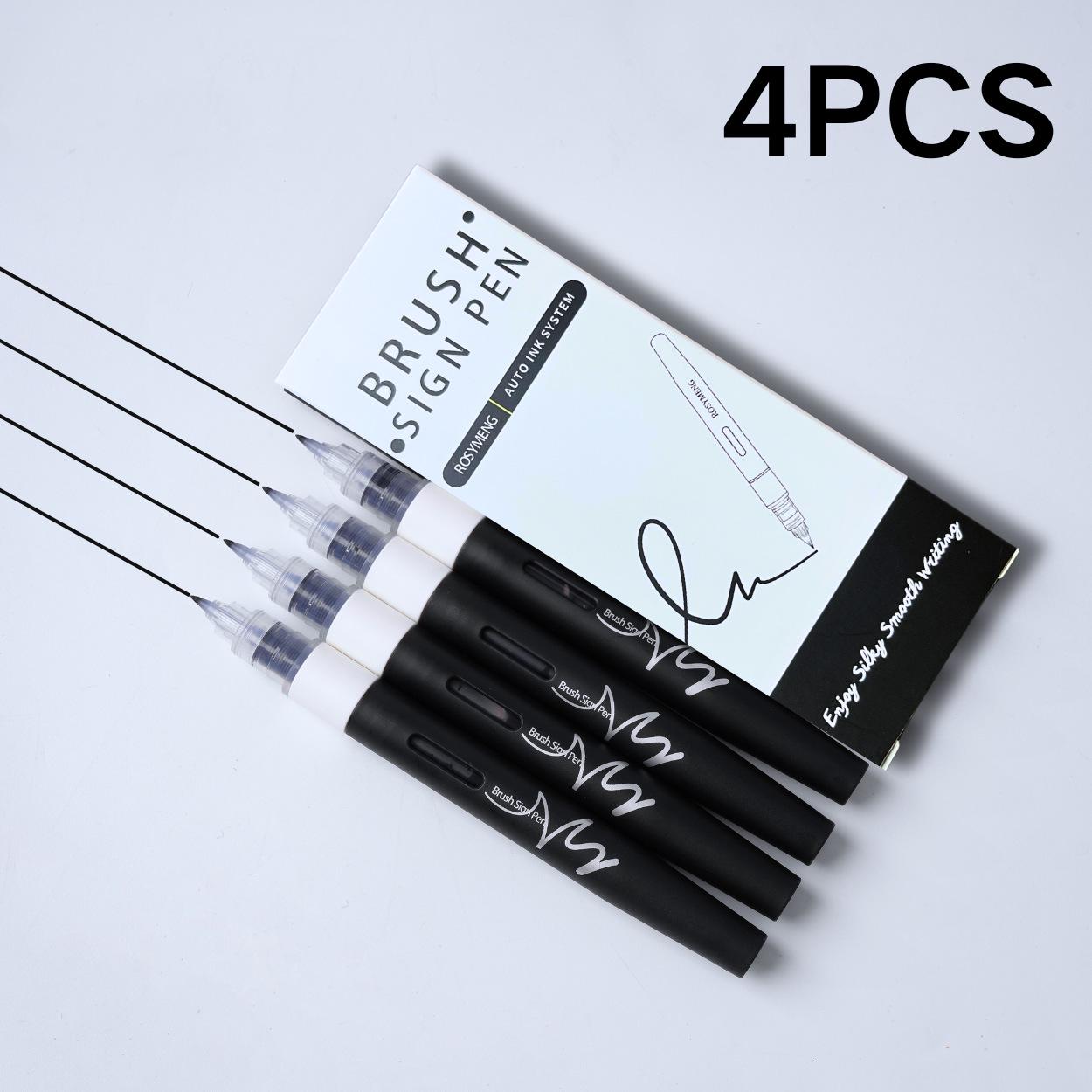 

4-Piece Black Flexible Brush Pen Set - Liquid Ink for Calligraphy, Painting, and Signing 1.0 mm чёрный