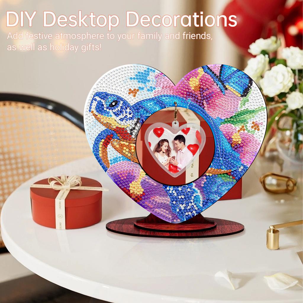 2D/Flat DIY Wooden Diamond Painting Desktop Ornaments Kit Diamond Art Tabletop Decorations for Adults Home Office Table Decor