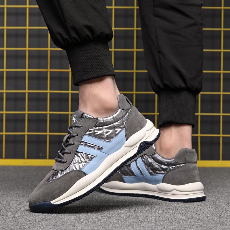 Inner Height-increasing Men's Shoes Leather Breathable Ice Silk Canvas Shoes Men's Casual Board Shoes Sports Trendy Shoes Versatile Soft-soled Shoes