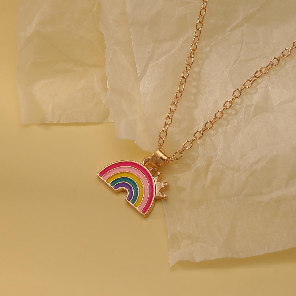 Rainbow Dinosaur Unicorn Friendship Necklace for Children – Creative Pendant Gift