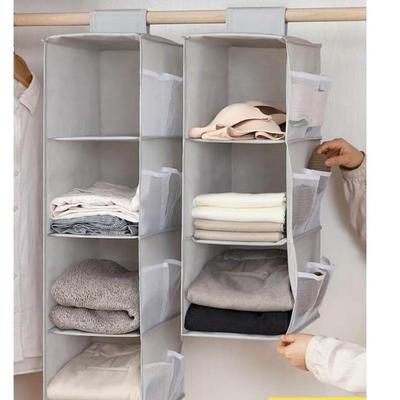 Estantería Colgante de 3 Niveles Uciy para Ropa, Toallas, Ropa Interior, Bolsos y Más, Gran Capacidad con Bolsillos, Plegable, Gris
