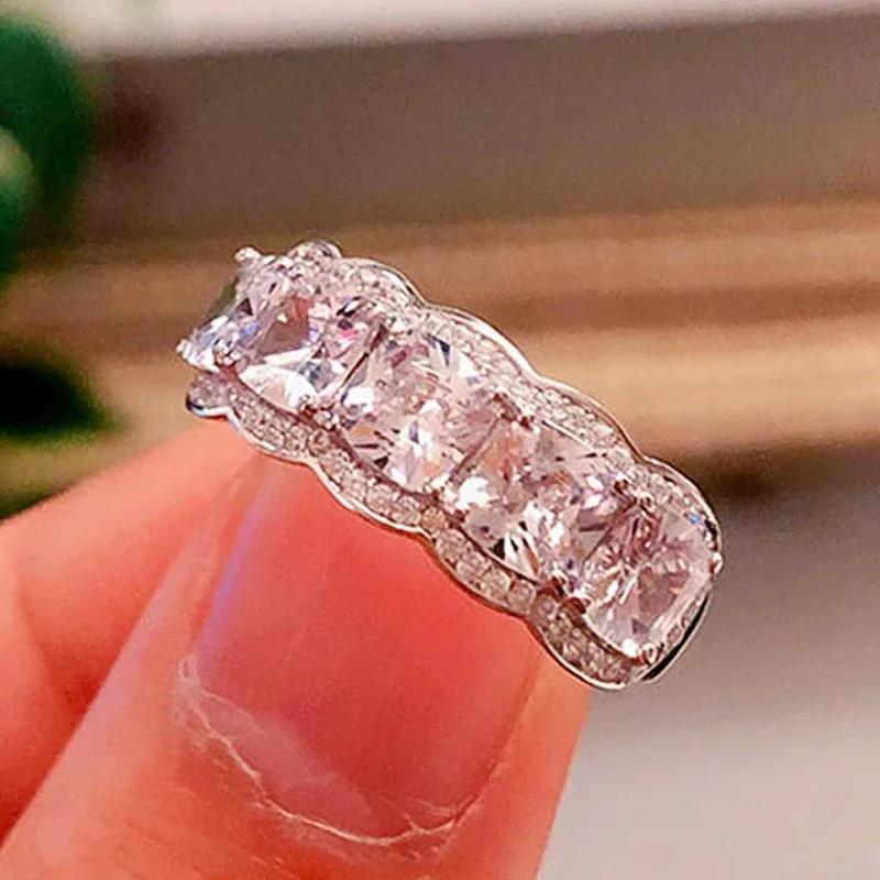 

Elegant Cushion Cubic Zirconia Luxury Ring For Women Fashion Wedding Band Crystal Accessory New Lady Jewelry 10
