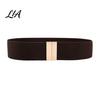 Comfortable Stretch Belt Wide Elastic Waist Belt, Adjustable Stretchy with Metal Stylish Modifier Square Buckle, Slimming Waistband for Dresses