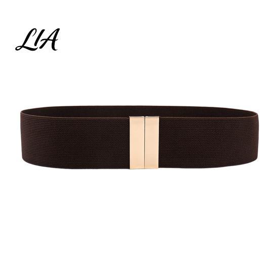 Comfortable Stretch Belt Wide Elastic Waist Belt, Adjustable Stretchy with Metal Stylish Modifier Square Buckle, Slimming Waistband for Dresses