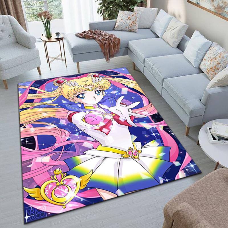 Cute cartoon theme Sailor Moon Tsukino Usagi cartoon rug Multifunctional household anti-slip decorative door mat, outdoor floor mat, and carpet Y14