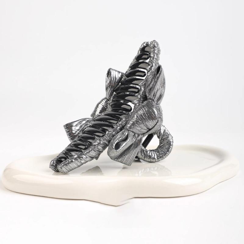 High-end Velvet Clip Elegant Bow Hair Clip Large Volume Updo Shark Clip Hair Accessory