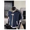 Men's Striped Varsity Jacket Color Block Zip Up Sweatshirt Couple Coat