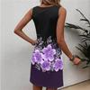 Damen ärmelloses Blumenmuster Kleid Lässig Rundhalsausschnitt Sommerkleid Leicht Bequem Sitzendes Kleid für den täglichen Gebrauch Strandurlaub