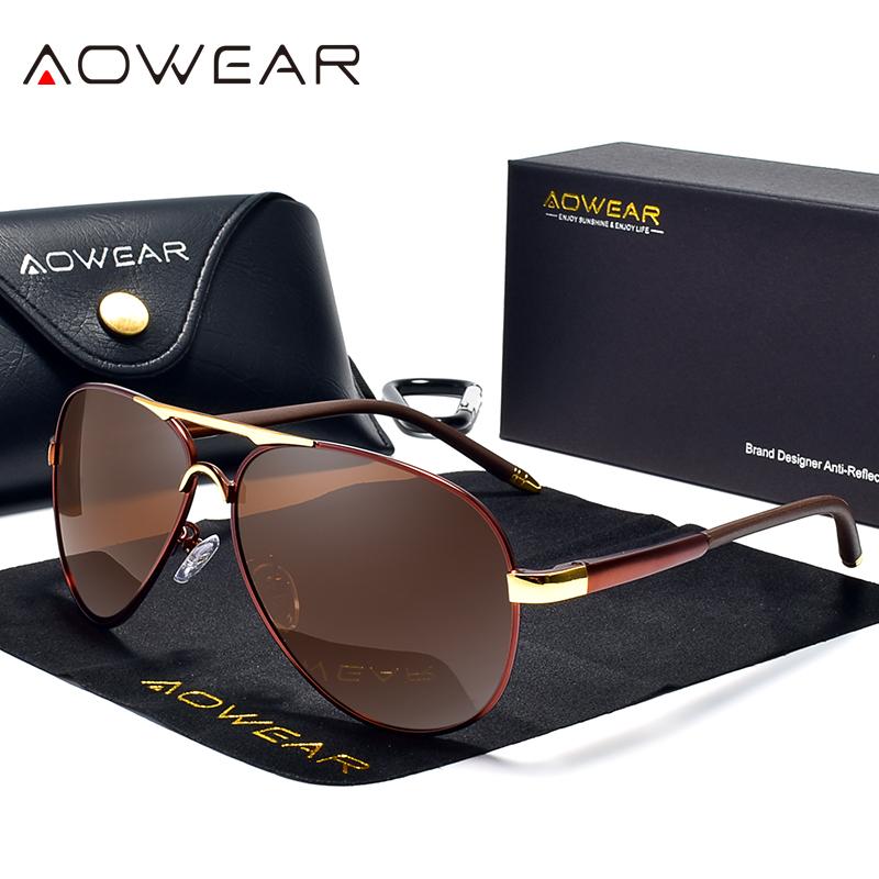AOWEAR Męskie Okulary Lotnicze Męskie Polaryzacyjne Lustrzane Okulary Przeciwsłoneczne dla Mężczyzny HD Jazda Pilot Okulary Przeciwsłoneczne lunettes de soleil homme