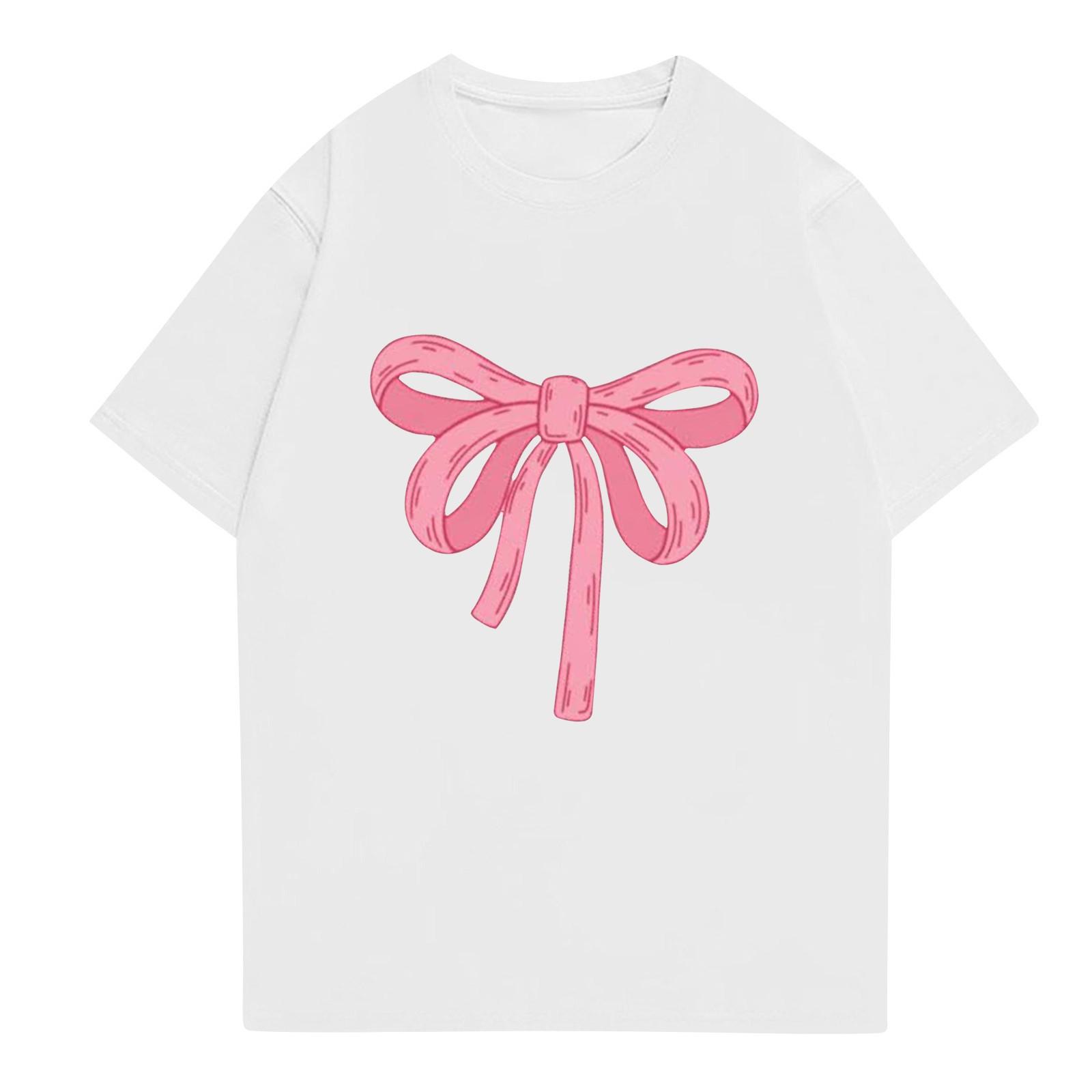 

Жіноча літня мода повсякденний принт круглий виріз короткий рукав топ блузка M білий