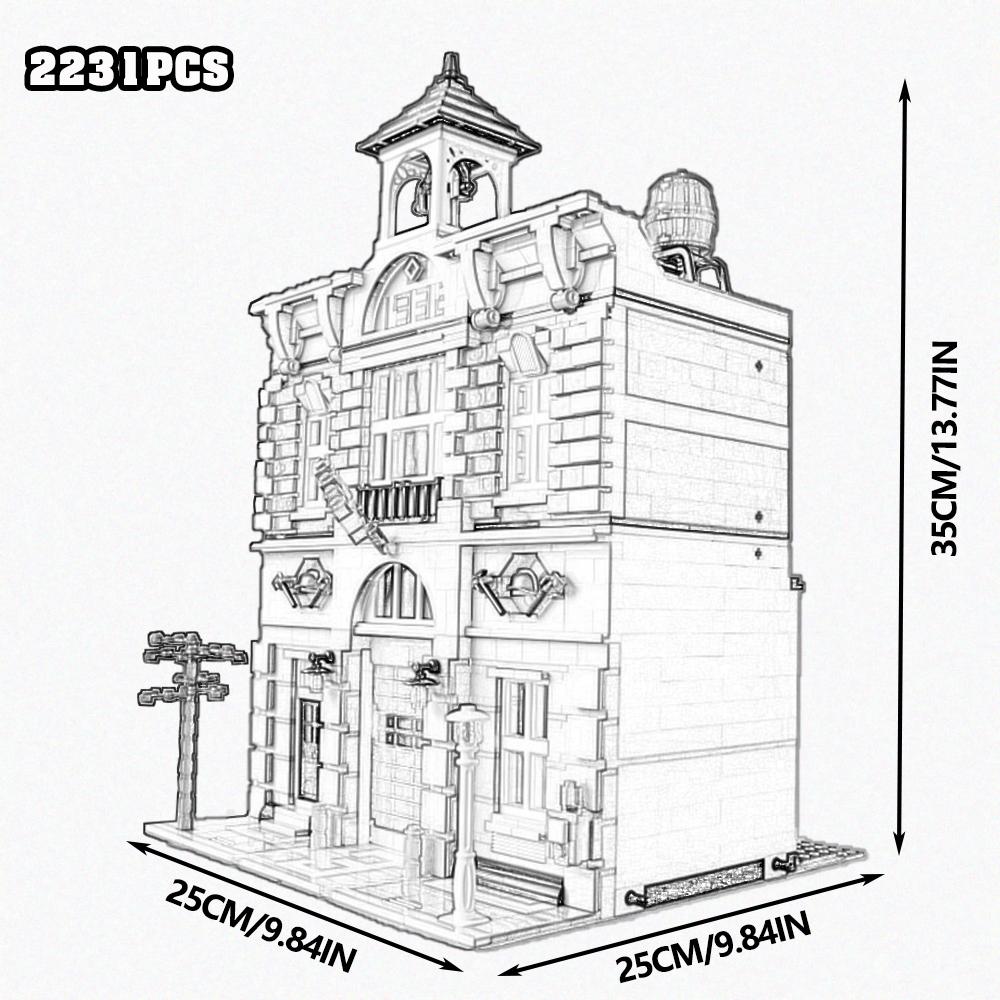 Creative Expert Brick Bank Cafe Corner Model MOC Street View House Building Blocks Toys Pet Book Shop Town Hall Downtown Diner