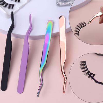Pinzette für falsche Wimpern, Applikator für falsche Wimpern, Edelstahl, Wimpernzange, Wimpernverlängerung, Zange, Clip, Klemme, Make-up-Tools