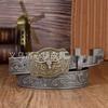 Retro Western Bull Head PU Leather Lace Buckle Belt