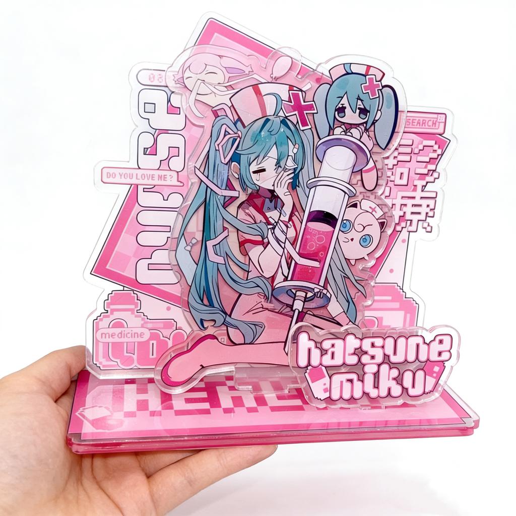 2Pcs Kawaii Miku Anime Peripherals Acrylic Standing Sign Ornament Originality Personality Acrylic Bracket Fans Collect Gifts