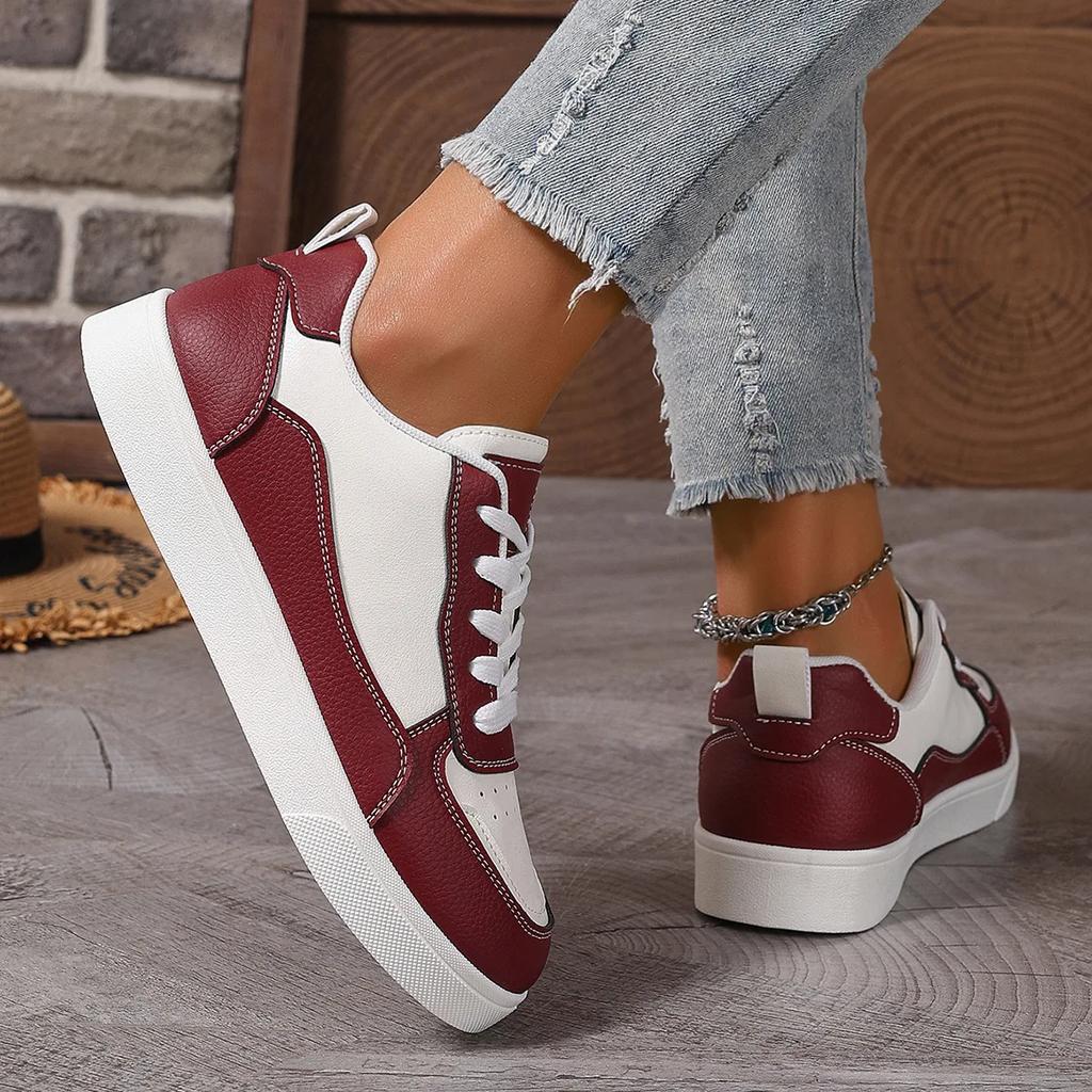 Fashion Womens Walking Shoes Platform Soles Skateboard Shoe Comfortable Fashion Women Tennis Sneakers Color-blocked