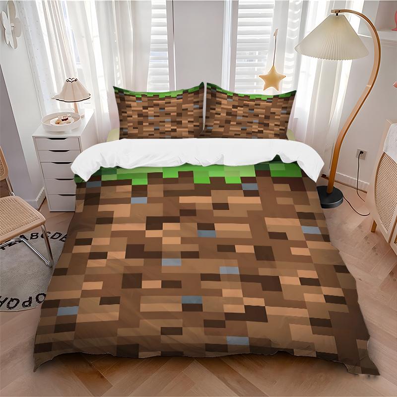 3pcs Minecraft Inspired Bedding Set-Perfect for Any Room, Ideal Gift for Fans & Travelers1202092a