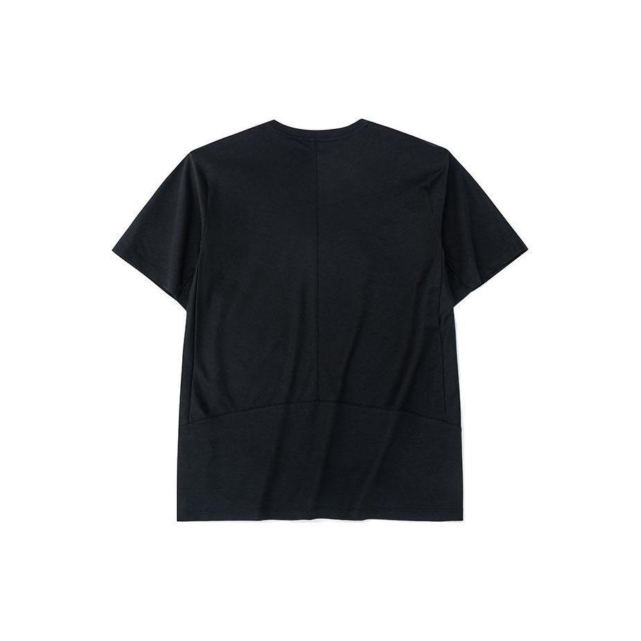 Anta Solid Color Logo Print Sports Round Neck T-Shirt Men Tops Black 152230108-2