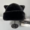 Fashion Warm Winter Hat Ear Protection Cute Ears Fluffy Fur Bucket Hat Snowy Day Thicken Fisherman Hat Women