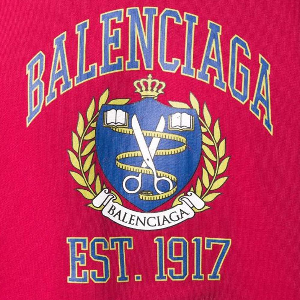 Balenciaga Est. 1917 College Logo Print Hoodie Wide Fit 'Red' Unisex 675003TLV906163