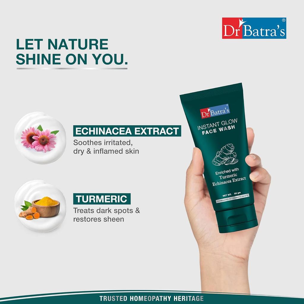 Dr Batra's Instant Glow Face Wash 50 gmX  Pack of 3 Daily Brightening Cleanser For Healthy Glowing Skin