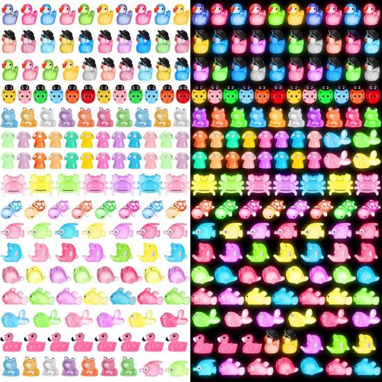 300 шт. Светящиеся Мини Фигурки Животных из Смолы Светящиеся Миниатюрные Морские Животные Светящиеся Фигурки Морских Животных из Смолы для Сада Микро Ландшафта