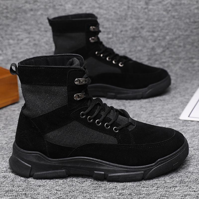 Spring men's shoes new high-top men's board shoes outdoor casual men's shoes lace-up tooling shoes platform men's casual shoes