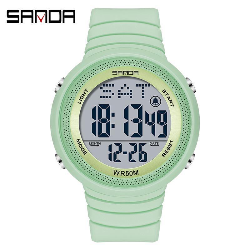 Sanda Trendy Korean Style Luminous Waterproof Watch for Outdoor Sports - Unisex Multifunctional Display.