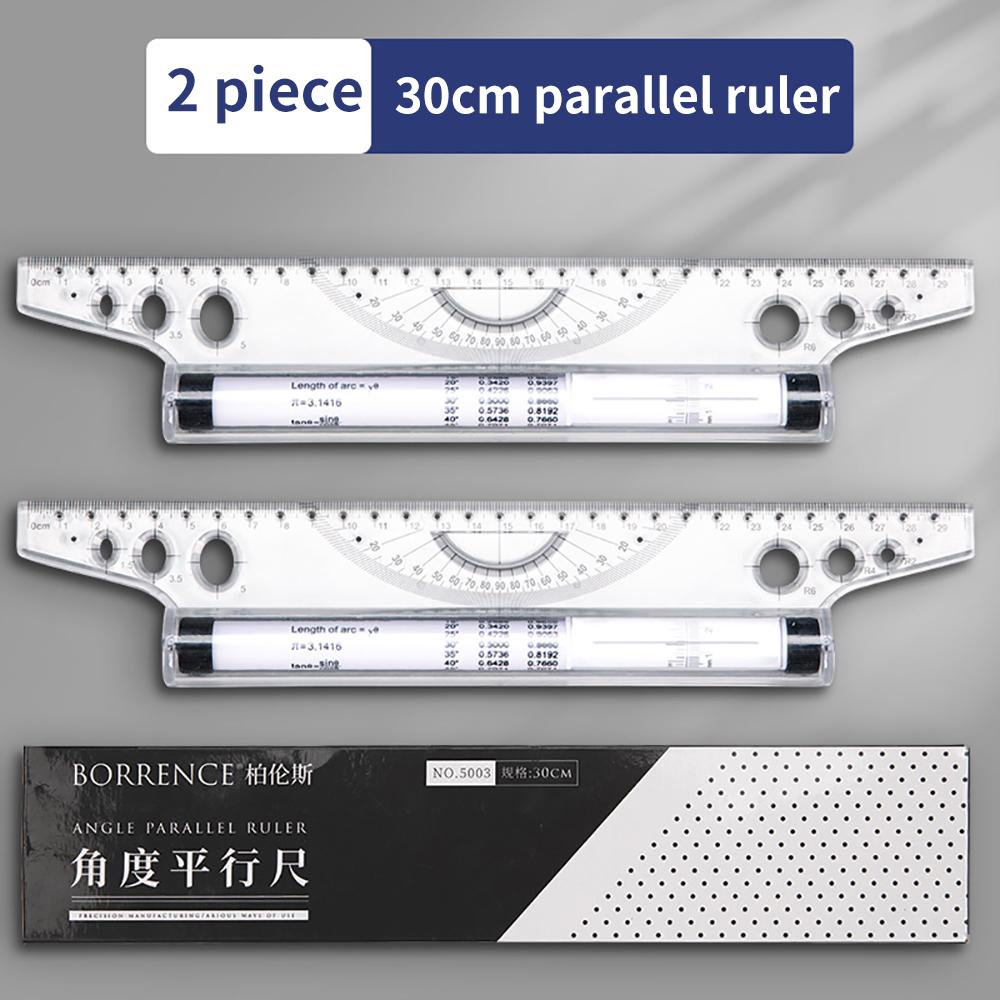 30cm Transparent Parallel Roller Ruler Multifunction Drawing Tool Scale Angle Line Balance Architectural Measuring Rolling Ruler