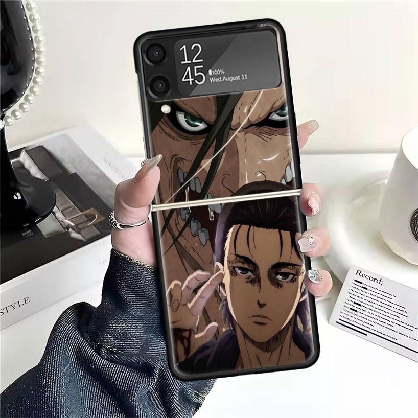 A-Attack On T-Titan Eren Yeager Cases For Samsung Galaxy Z Flip 4 5 6 7 3 Z Flip7 Flip6 Flip4 Flip5 Flip3 5G Hard Shockproof Fun