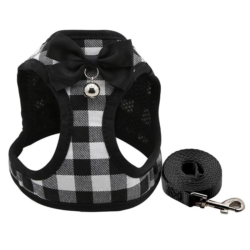 Pet Strap Leather Nylon Cat Strap Adjustable Set Breathable Bow Bell Cat Vest Kitty Dog Outdoor Cat Accessories