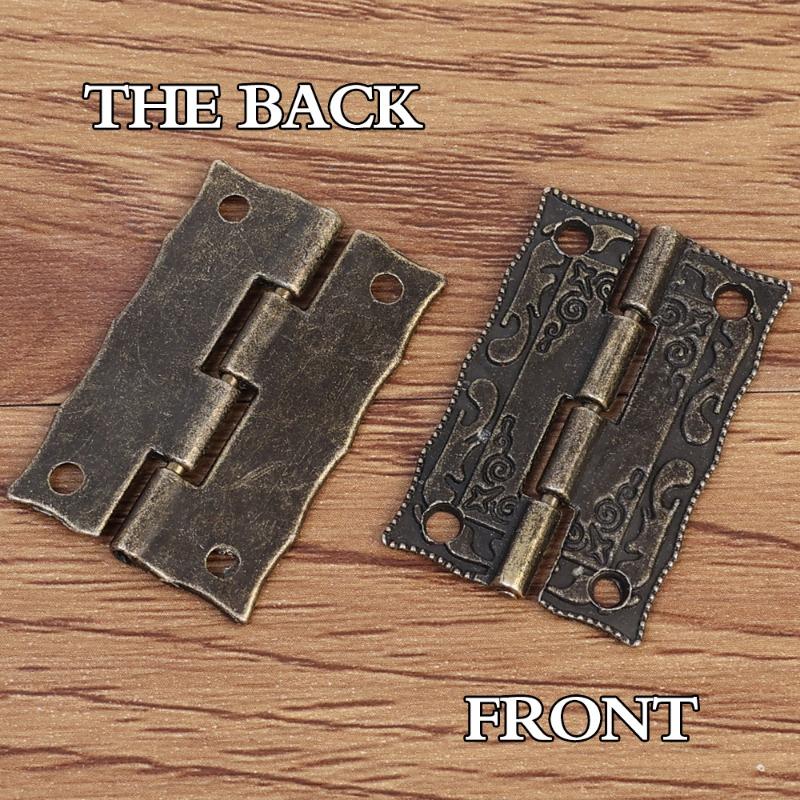 20/1Sets Antique Bronze Hinges Vintage Cupboard Cabinet Fitting with Screws Jewelry Boxes Wooden Case Hinge Furniture Hardware