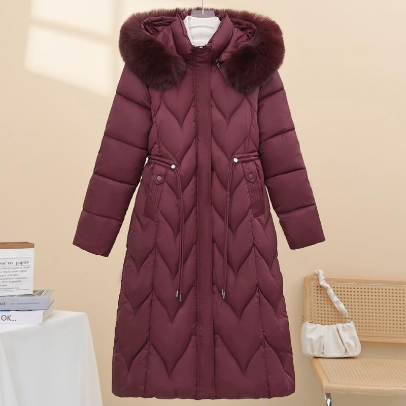 Fashion Winter Woman Coats Hooded Faux Fur Collar Thick Warm Plus Size Long Parkas Loose Women's Jackets