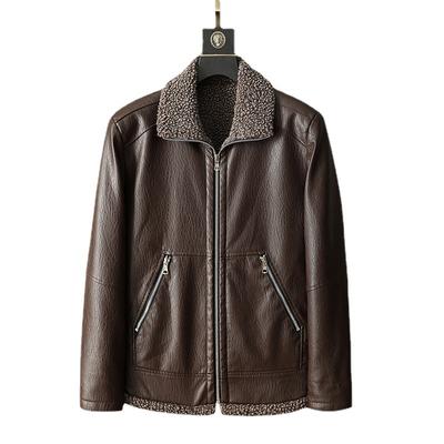 New European and American Street Leather Motorcycle Clothing Hip-hop Style Fur Collar Lapel Versatile Korean Version Slim PU Leather Jacket