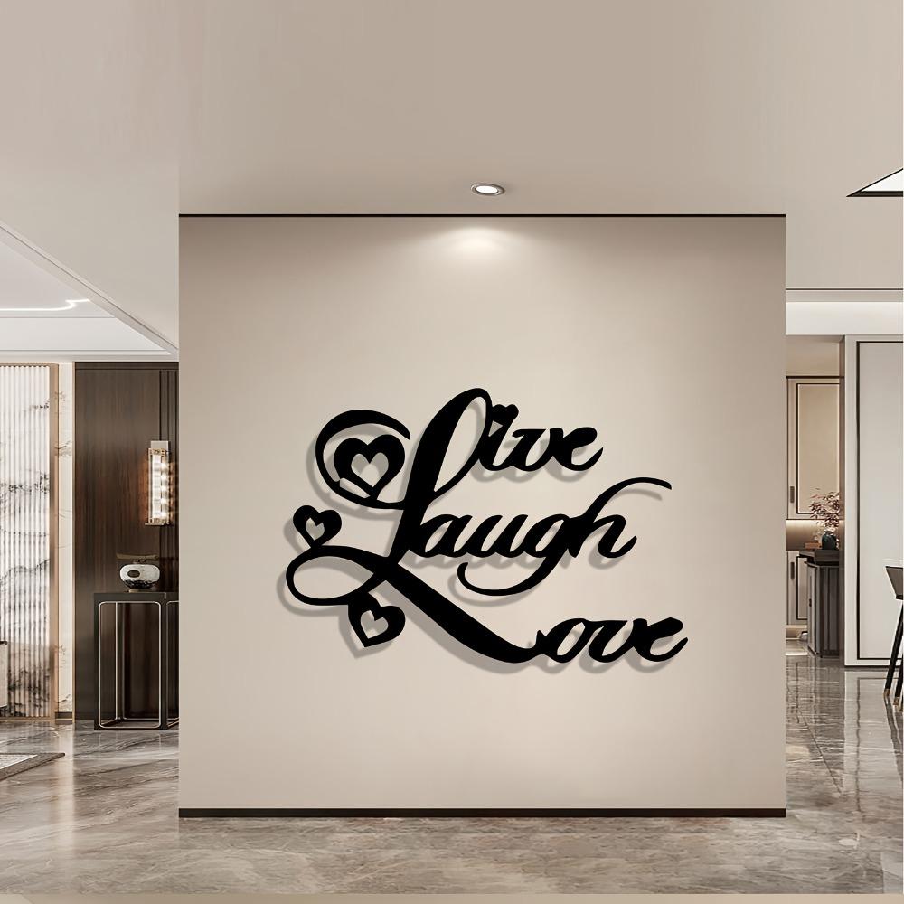 Live Laugh Love Metal Wall Art, Vintage Rustic Iron Decor Heart Accents for Home Office, Inspirational Farmhouse Hanging Ornament