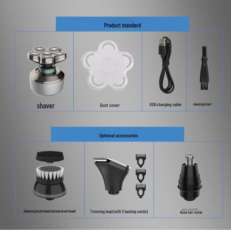 Multifunctional Rechargeable Electric Shaver for Men - Digital Display, Bald Head, Full Body & Beard Washable Razor