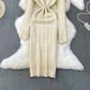 Autumn Winter Women Casual Turtleneck Twist Knitted Sweater Long Midi Slim Bodycon Pullover Dresses