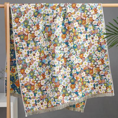 Blumen Quasten Badetuch 80x160cm - 100% Baumwoll-Mulltuch Weich Saugfähig Schnelltrocknend Großes Badetuch Doppelseitiges Blumentuch für Damen