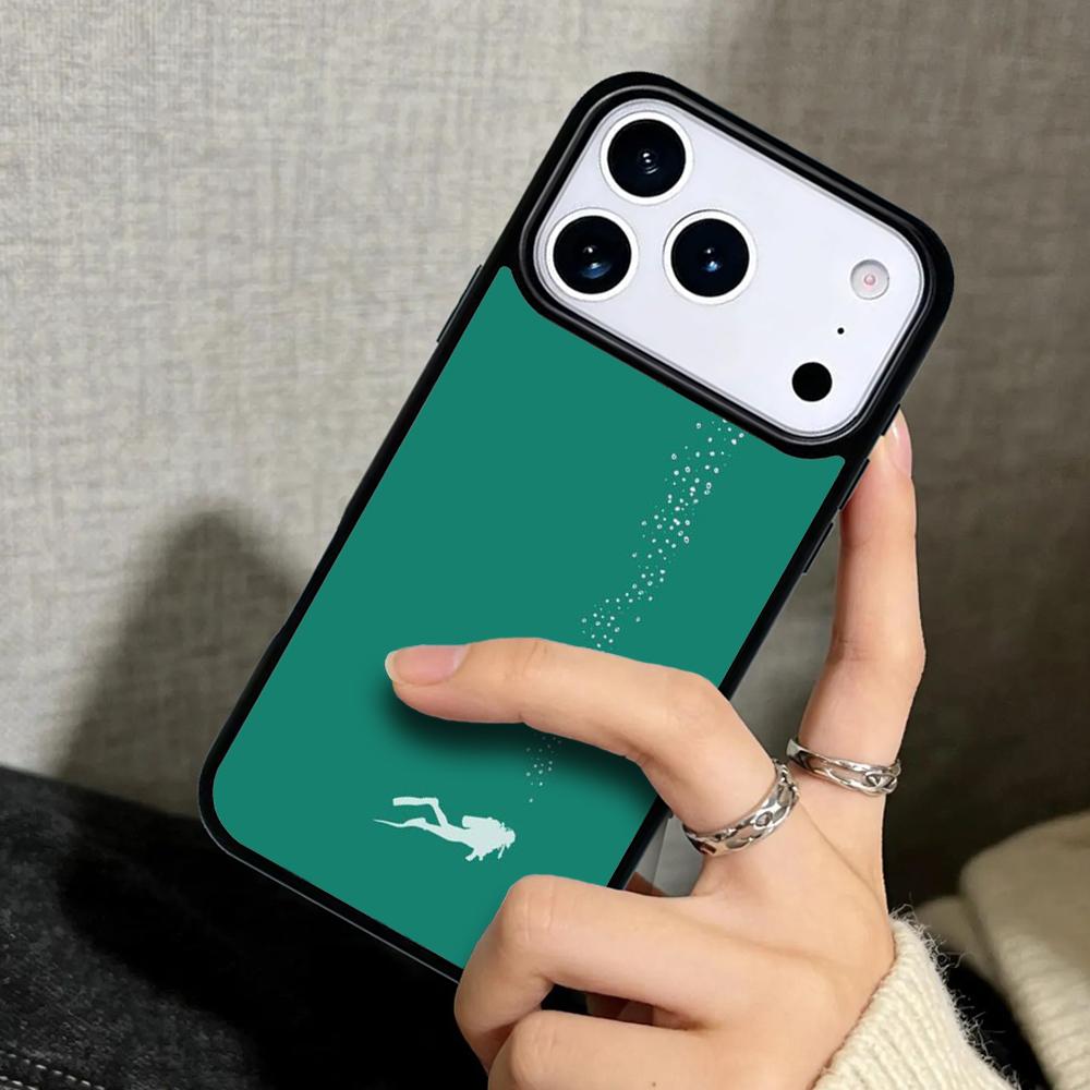 Capa Case for iPhone 17 Air 16 Pro Max 15 Plus 11 13 Mini 14 12 Back Phone Cover Scuba Diving Diver