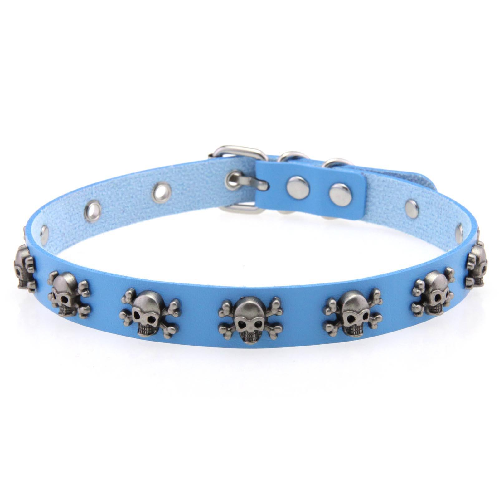 Halloween Punk Halskette Kostümschmuck Totenkopf Choker Halsband Goth Choker Halskette Damen PU Leder Chocker Schmuck gray