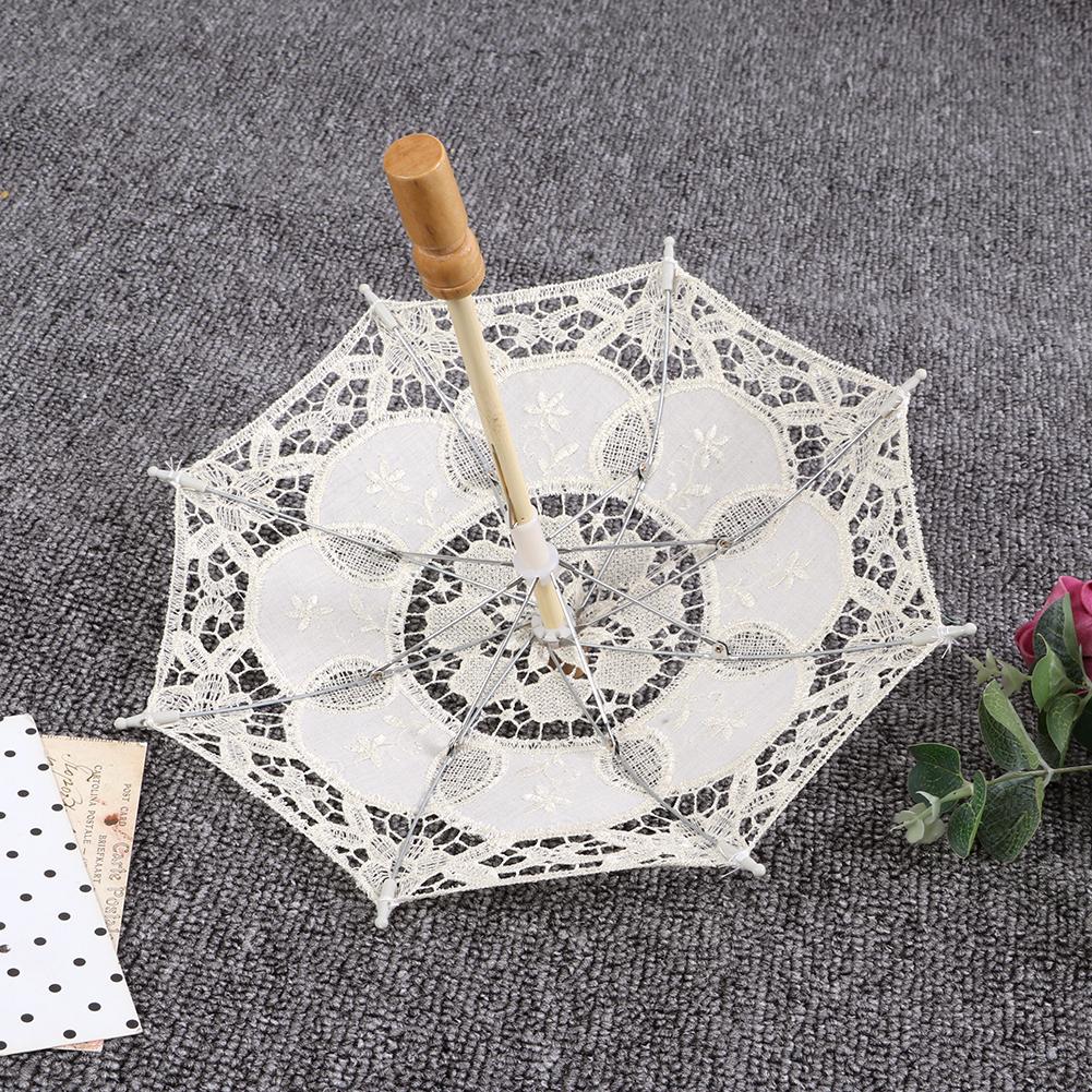 Lindo guarda-chuva artesanal tamanho pequeno palco desempenho renda guarda-chuva decoração de casamento bege pequeno